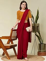 SEEANS Stretchable Cotton Fabric Readymade Saree