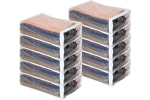 VINYLPAC Set of 10 Clear Vinyl Zippered Storage Bags 11 x 15 x 4 Inch