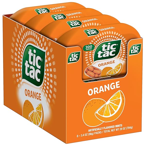 TIC TAC, ORANGE FLAVORED MINTS, 8 COUNT, ON-THE-GO REFRESHMENT, 3.4 OZ EACH