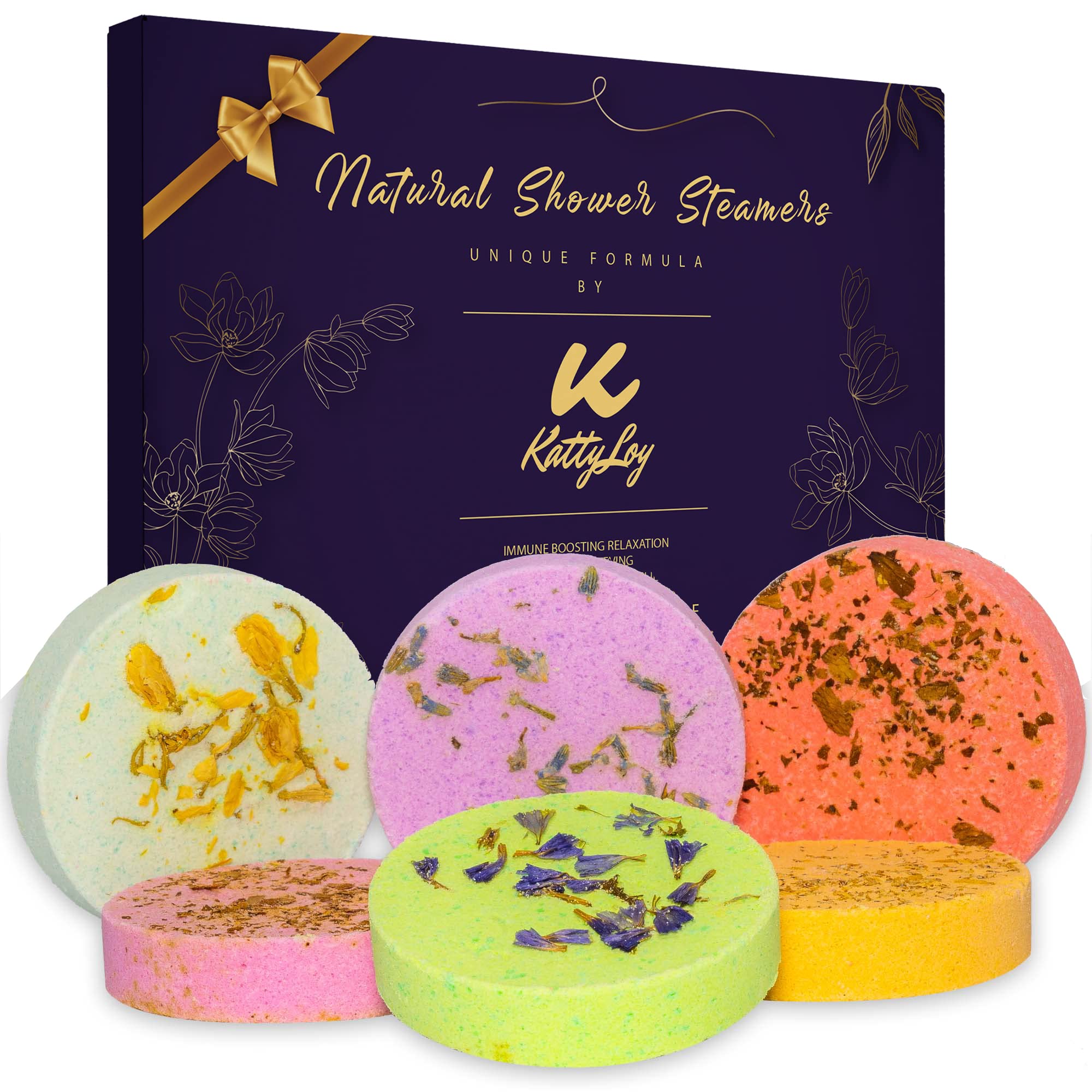 Katty Loy - Natural Bath Bombs Fizzier Set - Luxury Home Spa Strawberry Mints Rose Lavender Scents - Gift for Men Him Her Girl Dad Present for Women Mum Valentines Stocking Stuffer
