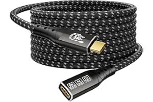 ZIKNYDO USB C Extension Cord 16FT, (USB 3.2 20Gbps Type C Extender, PD 3.1 240W 48V/5A), Video 8K@30Hz, 4K@144Hz/ 60Hz USBC E