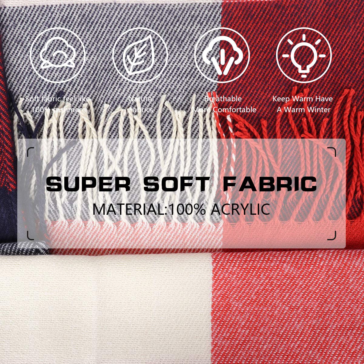 Women Tartan Scarf - Winter Plaid Scarves Warm Tassel Wrap For Thanksgiving Day Women Tartan Scarf - Winter Plaid Scarves Warm Tassel Wrap For Thanksgiving Day