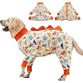LovinPet Dog Pajamas Large Sized Dog, Recovery Wear, Lightweight Jurassic Knit, UV for Large Dogs/XL