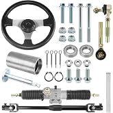 PRO BAT Go Kart Steering Assembly with 420mm/16.5'' Gear Rack Pinion | Adjustable Shaft Tie Rods Complete Assembly Kit for 50cc 70cc 90cc 110cc 125cc Go Kart Golf Buggy UTV DIY Rebuilding