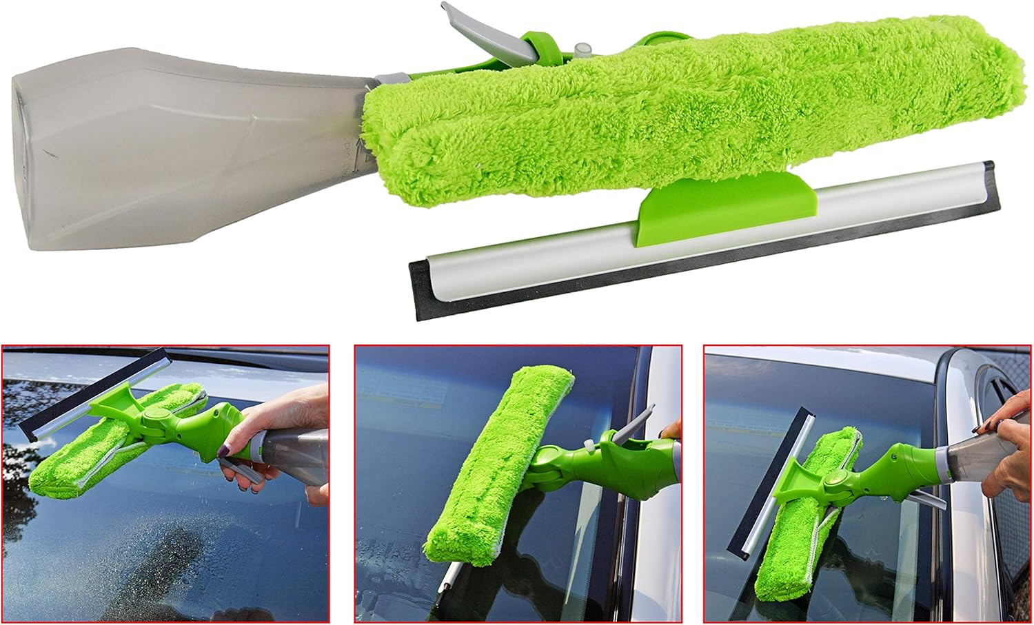 HOMEX 3in1 Windshield Squeegee with Spray Bottle, Blade
