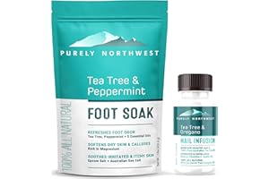 Purely Northwest-Tea Tree Oil Foot Soak & Nail Repair Oil Set- For Damaged Nails, Athletes Foot, Smelly Feet and Foot Callus - Made in the USA