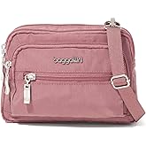 Baggallini Triple Zip Small Crossbody Bag for Women - 8x6 Lightweight Convertible Fanny Pack Belt Bag