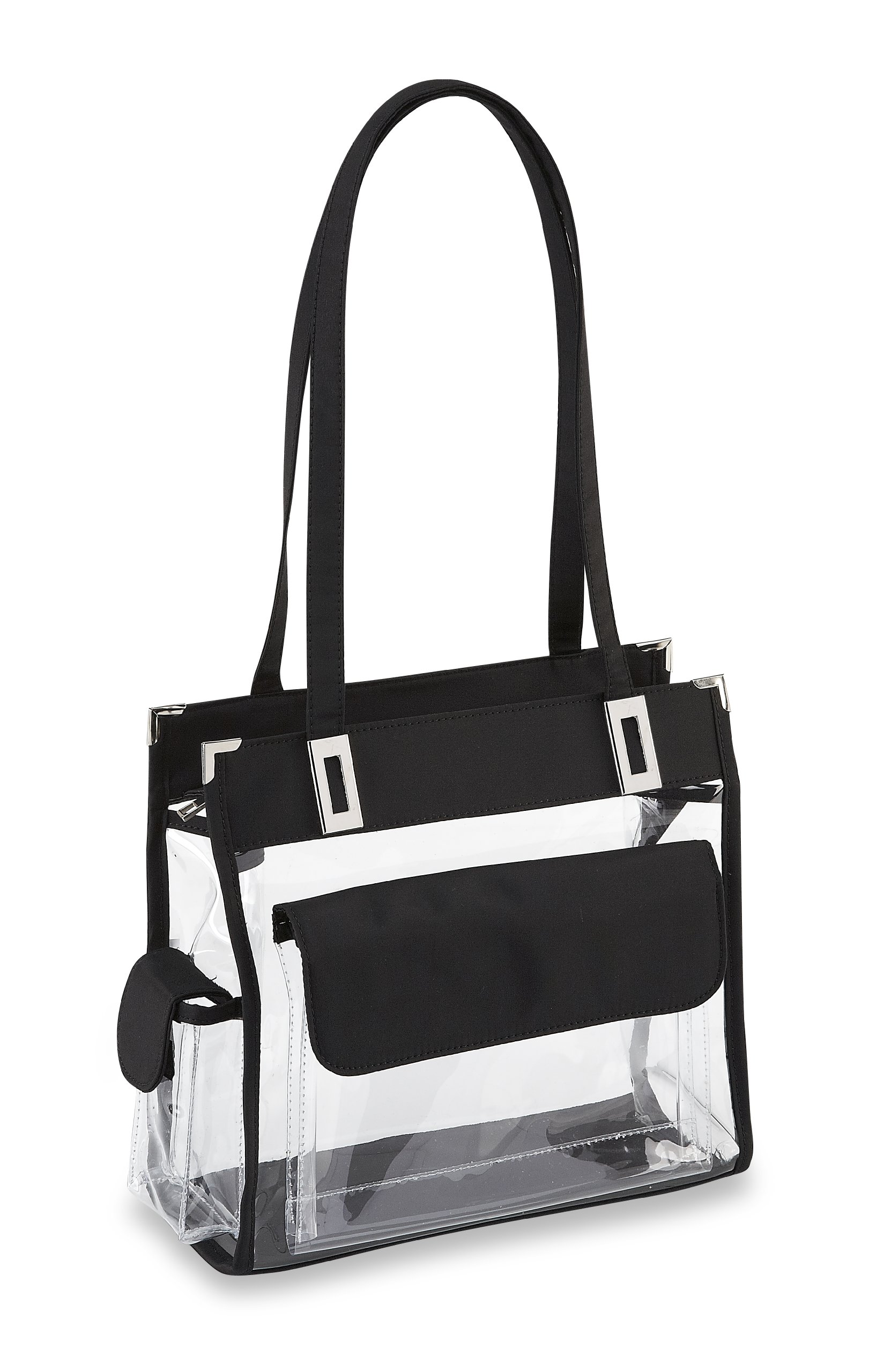 Clear Handbag with Front Pocket 9 in Wide Shoulder Handbags Beauty