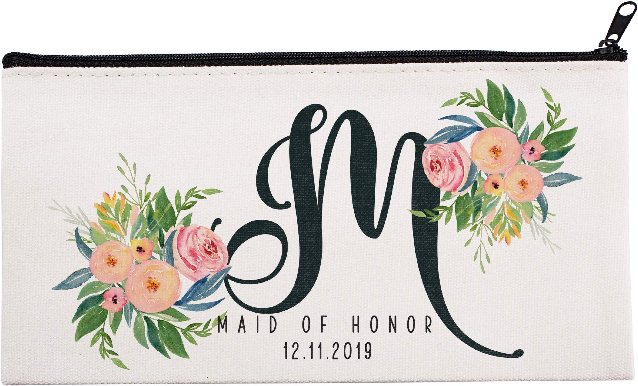 Personalized Makeup Bag Bridesmaid Wedding Customized Pouch Bachelor | Design-1 | Single