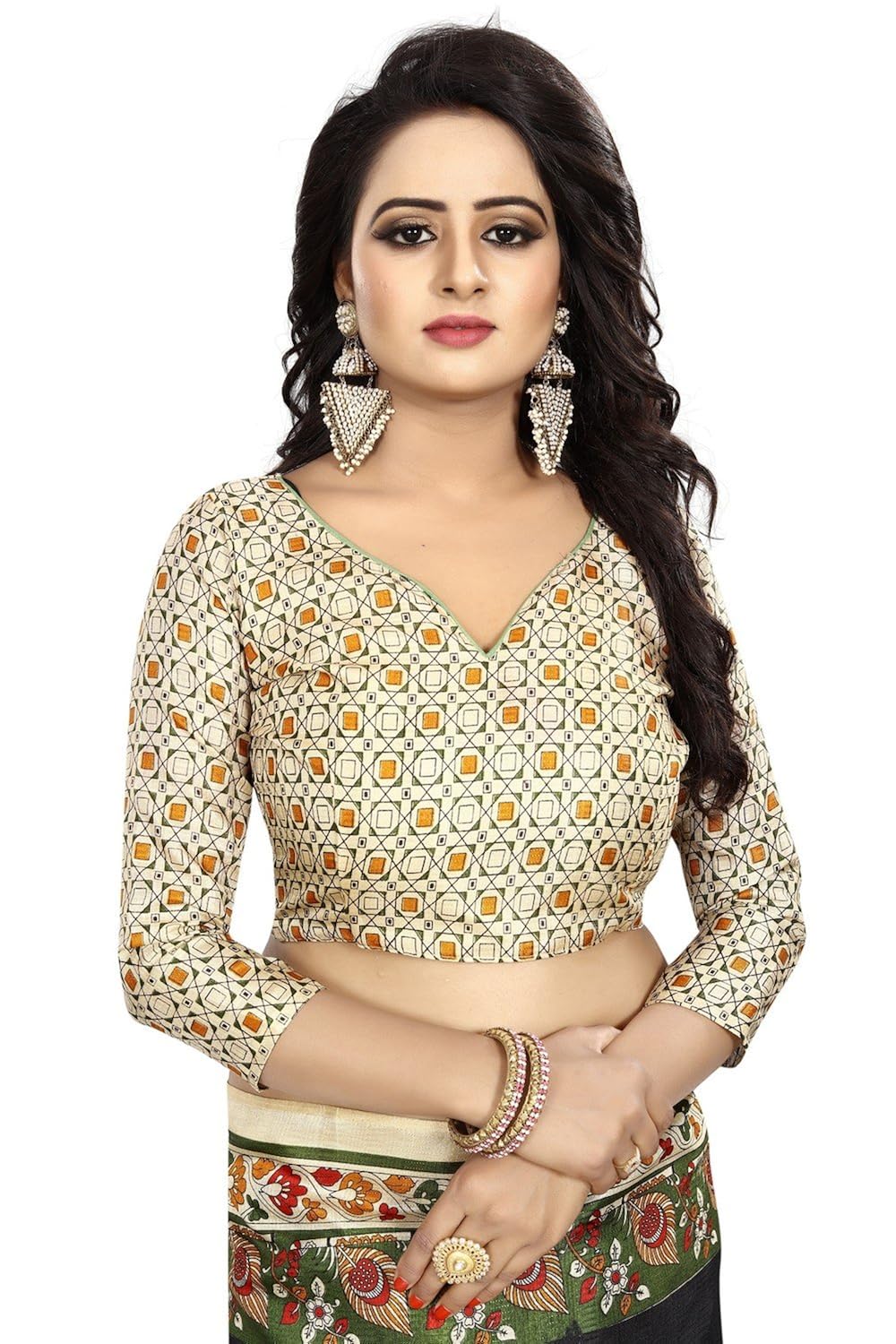 fabdiamond khadi silk saree with blouse piece(free-size)