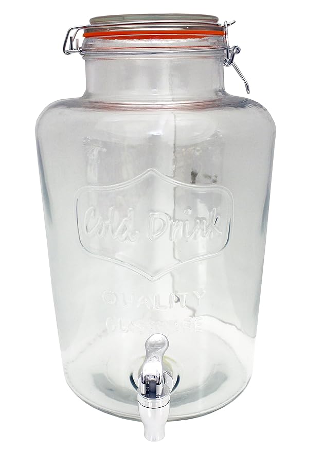 Garden Party Vintage Glass Beverage Dispenser 7.6 Litre With Air Tight Lid and Tap By HTUK
