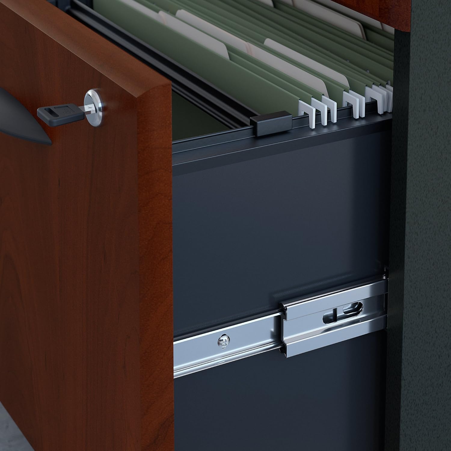 Bush Business Furniture Series A 3 Drawer Mobile File Cabinet, Hansen Cherry/Galaxy: Furniture & Decor