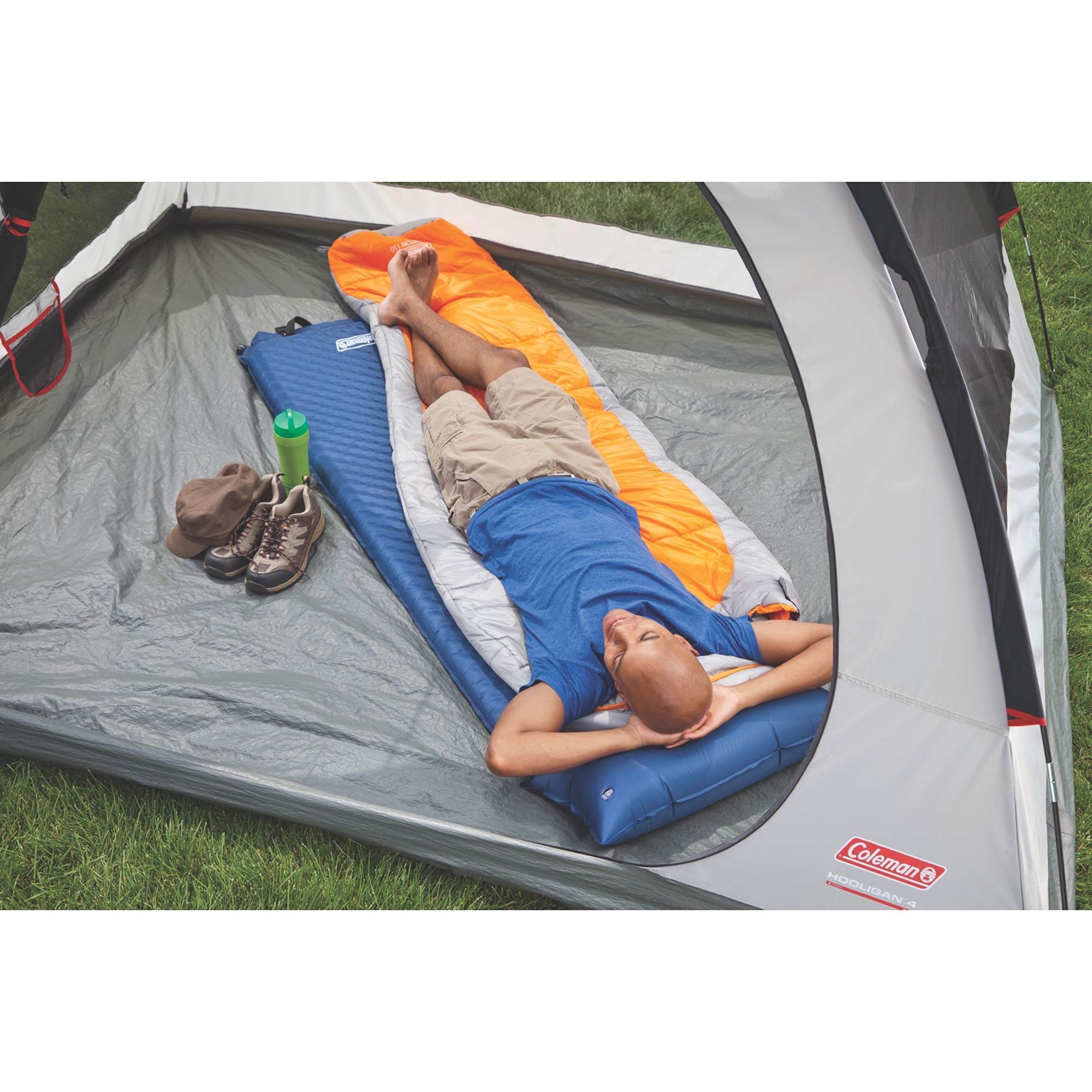 Coleman Self-Inflating Sleeping Pad with Pillow, Lightweight Inflatable Camp Pad with Extra Support & Quick Deflation, No Air Pump Needed