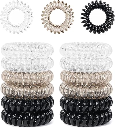 Sularpek 12 Pcs Spiral Hair Ties MultiColor No Crease Plastic Ponytail Holders