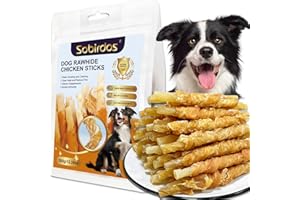 Sobirdos Dog Treats,Chicken Wrapped Rawhide Sticks for Dogs,Dog Chew Sticks,Rawhide Bones for Large Midium Dogs, Dog Treats Small Dogs,Dog Chicken Sticks,Puppy Treats,Chicken Dog Treats,4.5inch