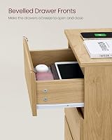 VASAGLE KAILYN Bedside Table with Power Strip Straw Yellow LET631Y71 view 5