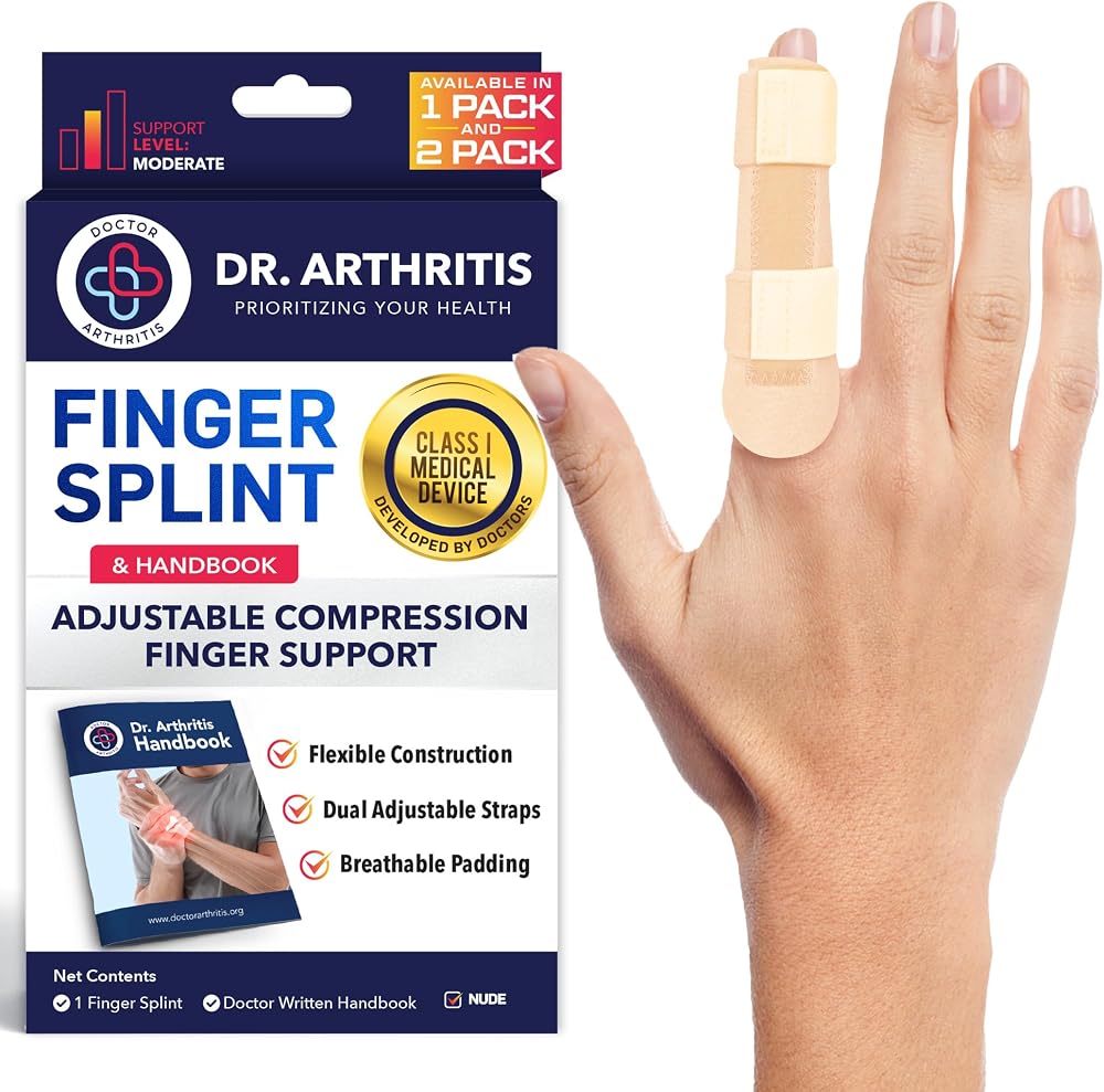 Dr. Arthritis Finger Splint & Handbook for Arthritis & Recovery, S/M Nude
