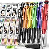 Nicpro 6 Pack Upgraded 3-IN-1 Carpenter Pencil Set with Finger Grip, Construction Pencils with 54 Refill & Mini Spirit Level,
