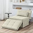BIGSYY Sofa Bed, 4 in 1 Multi-Function Folding Ottoman Breathable Linen Couch Bed with Adjustable Backrest Modern Convertible Chair for Living Room Apartment Office, White
