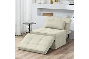 BIGSYY Sofa Bed, 4 in 1 Multi-Function Folding Ottoman Breathable Linen Couch Bed with Adjustable Backrest Modern Convertible Chair for Living Room Apartment Office, White