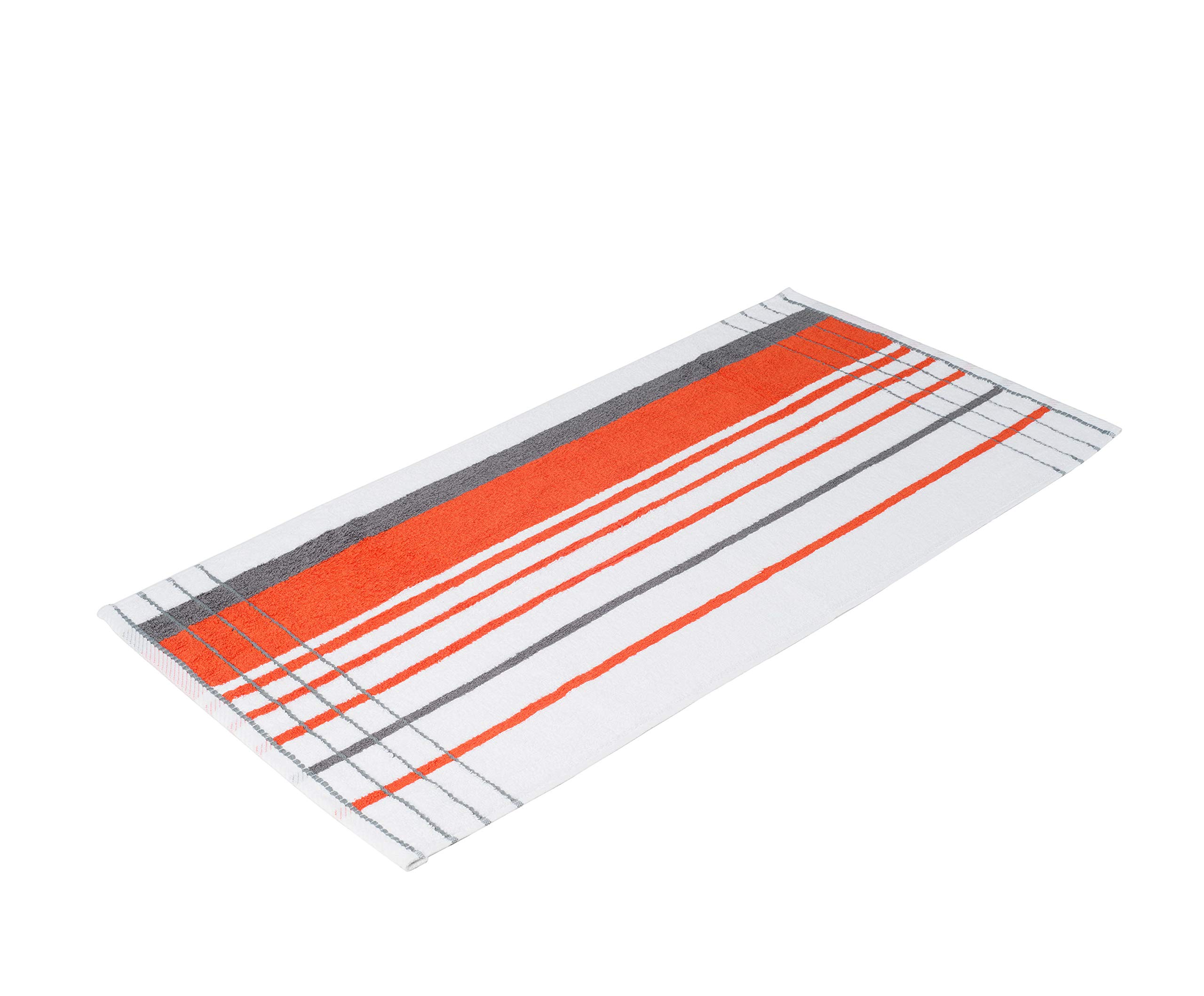 Gözze - Beach Towel, Set of 2, 100% Cotton, Berlin, Striped, 50 x 100 cm - Orange/Anthracite