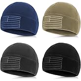 Liitrsh 4 Pcs Fleece American Flag Watch Cap Tactical Winter Warm Beanie Flag Military Army Beanie Hat Soft Fleece Hat Outdoor Hiking