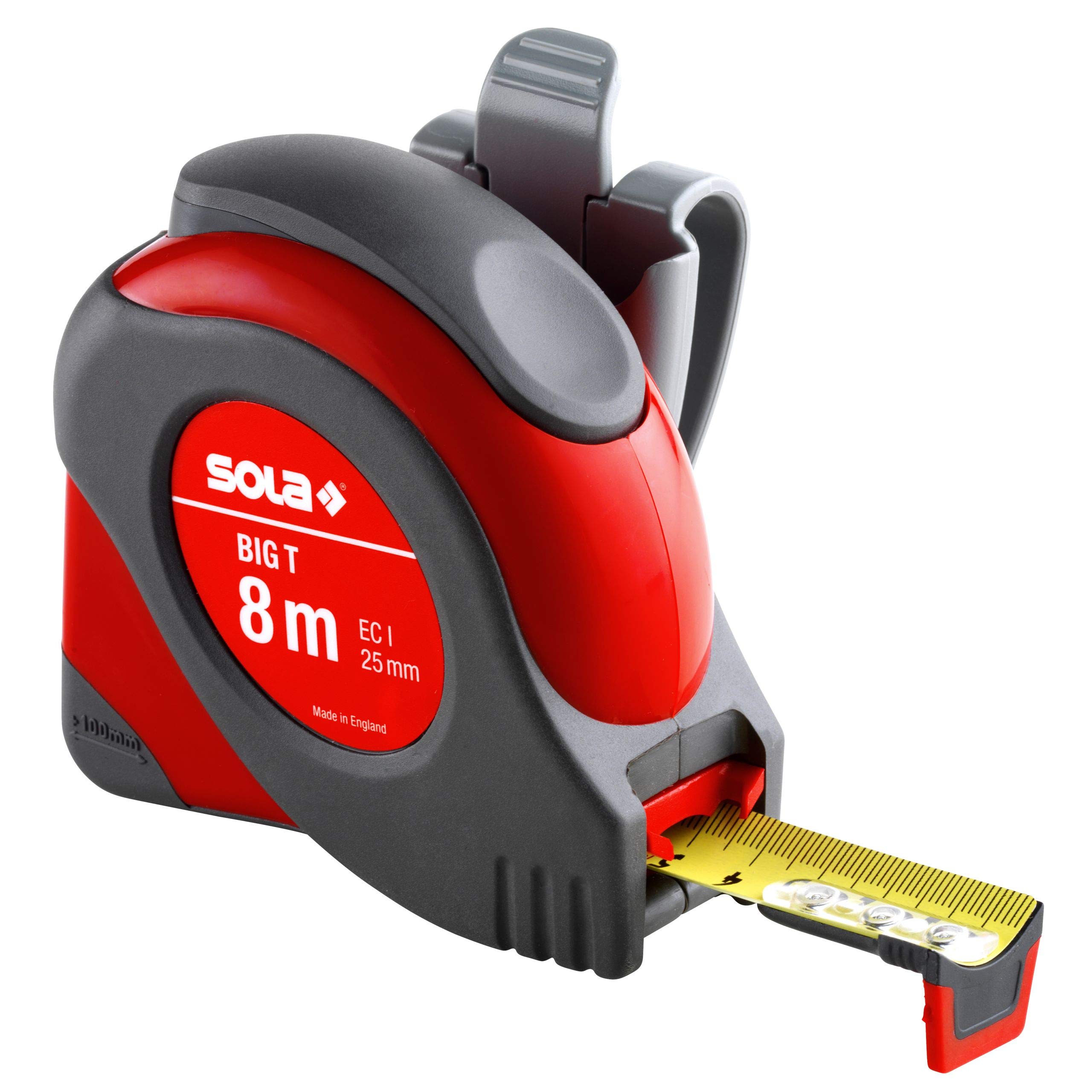 Sola-Messwerkzeuge GmbH & Co Ing. Guido Scheyer BigTL 50013501 Tape Measure 8 m x 25 mm with Stop Button/Sola Accuracy Class II/Yellow