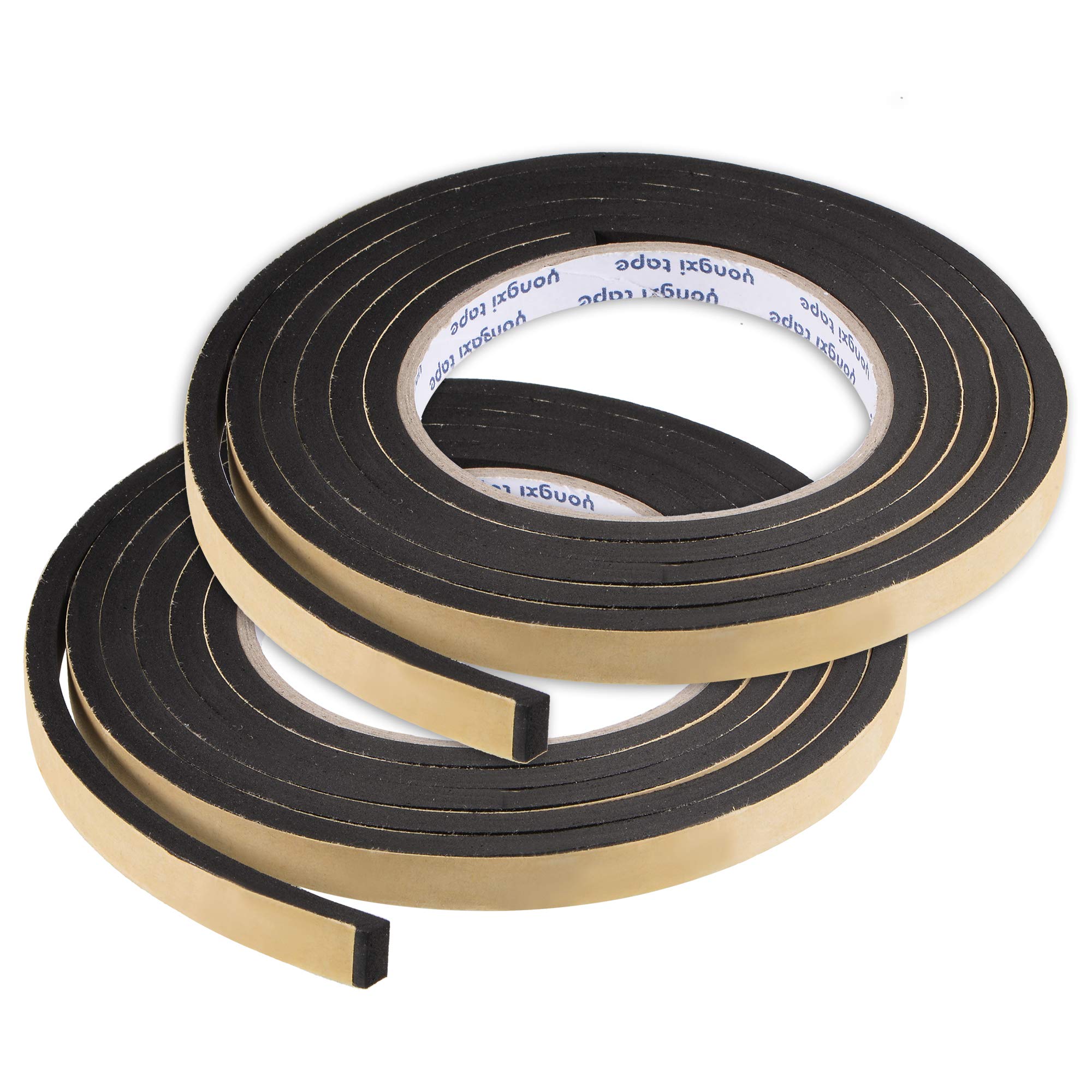 sourcing map Sealing Foam Tape 10mm Wide 5mm Thick 2m/6.56ft Long, EVA Self Adhesive Weather Strip for Window Door Insulation, Pack of 2