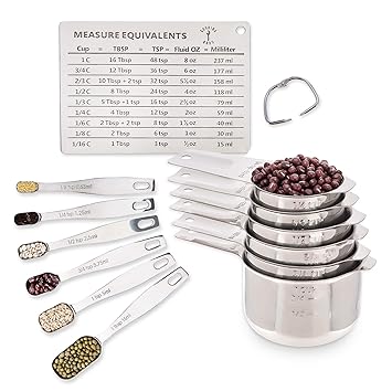 Cooking Gods Stainless Steel Metal Measuring Cups And Spoons And