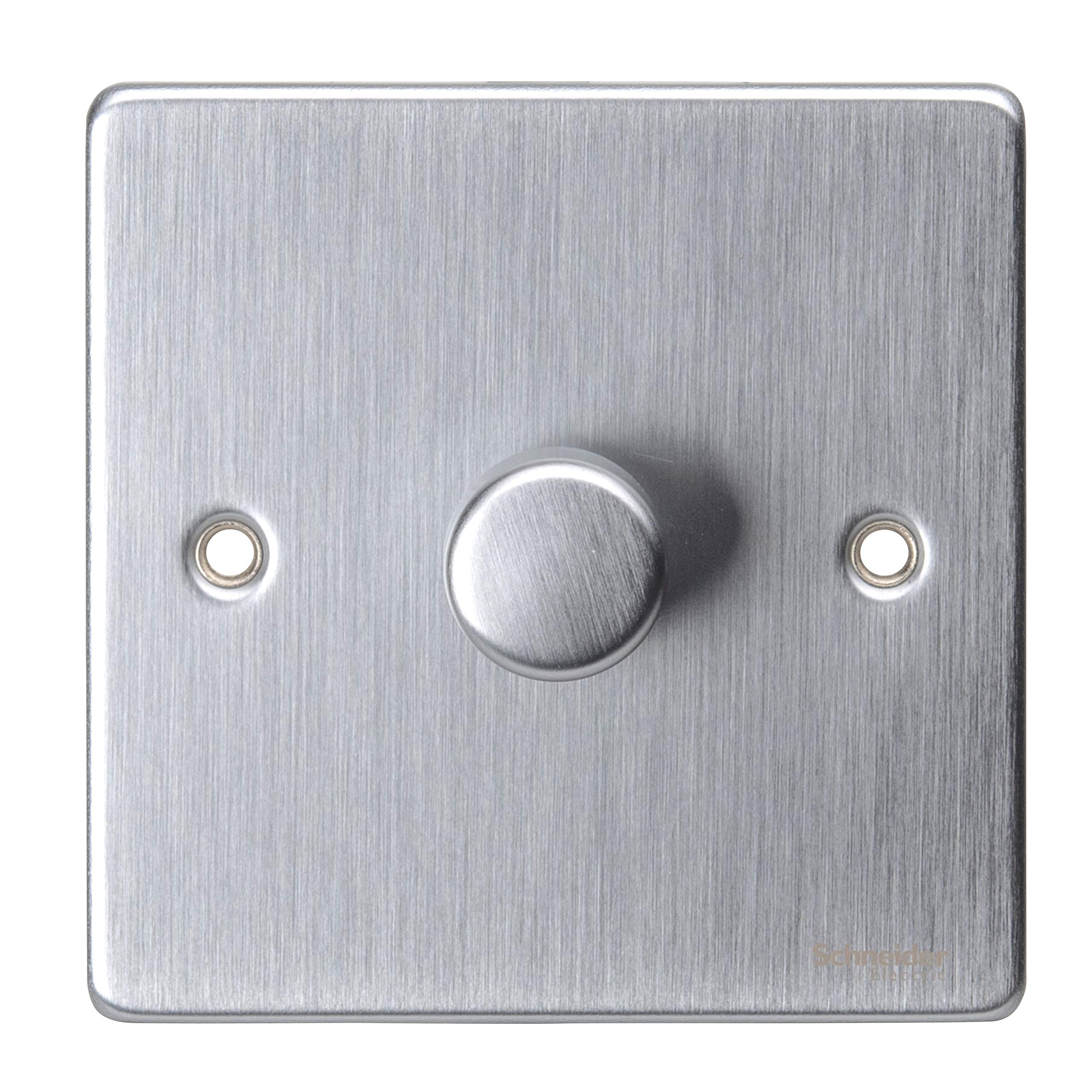 Schneider Electric GU6512CBC Ultimate Low Profile Brushed Chrome 1 Gang 2 Way 400W/VA Mains & LV dimmer