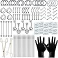 103PCS Piercing Kit for all Body Piercings Stainless Steel Piercing Jewelry with 12G 14G 16G 20G Piercing Needles and Tools for Nose Septum Belly Button Lip Ear Tongue Cartilage Eyebrow Tragus