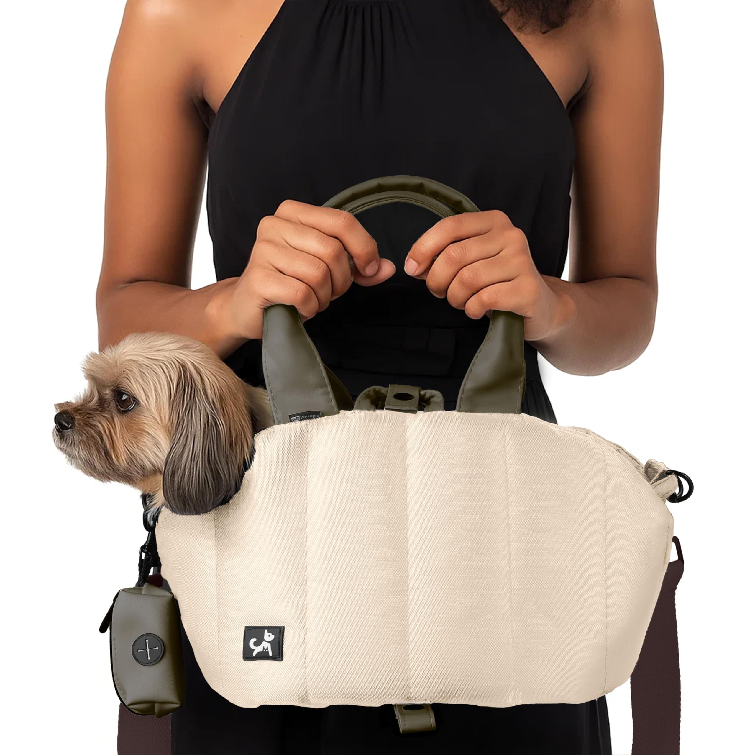 Photo 1 of Sytopia Small Dog Carrier Purse, Portable Pet Carrier Tote Carrier with Pockets, Adjustable Safety Leash, Waterproof Dog Travel Bag, Cream Beige