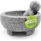 Umien™ Granite Mortar and Pestle Set - 100% Granite - 3.5-Cups - 8-Inch – Avocado Tool Included – Natural Stone Molcajete for
