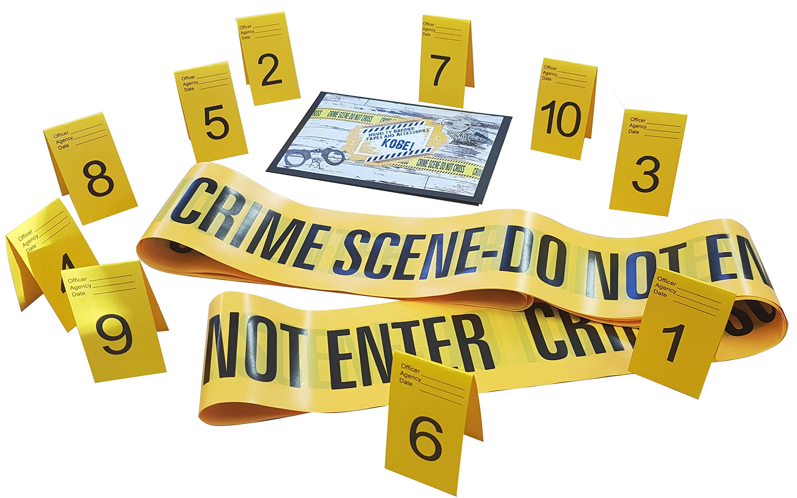 Kobe1 Crime Scene Do Not Enter Novelty Barrier Tape and Small Photo Evidence Frames,Markers (10m Length)