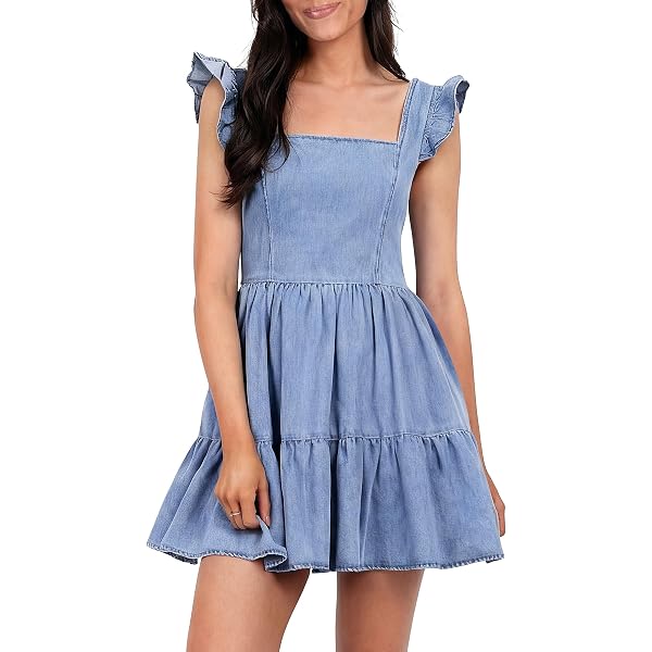 Disney Minnie Mouse Womens Denim Smocked V-Neck Dress Blue Denim X-Small at  Amazon Women's Clothing store