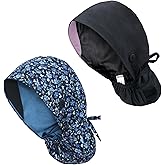 IRIS CRAFT Adjustable Cotton Scrub Cap with Button, Cotton-Lined Working Cap Sweatband, Elastic Bandage Tie Back One Size