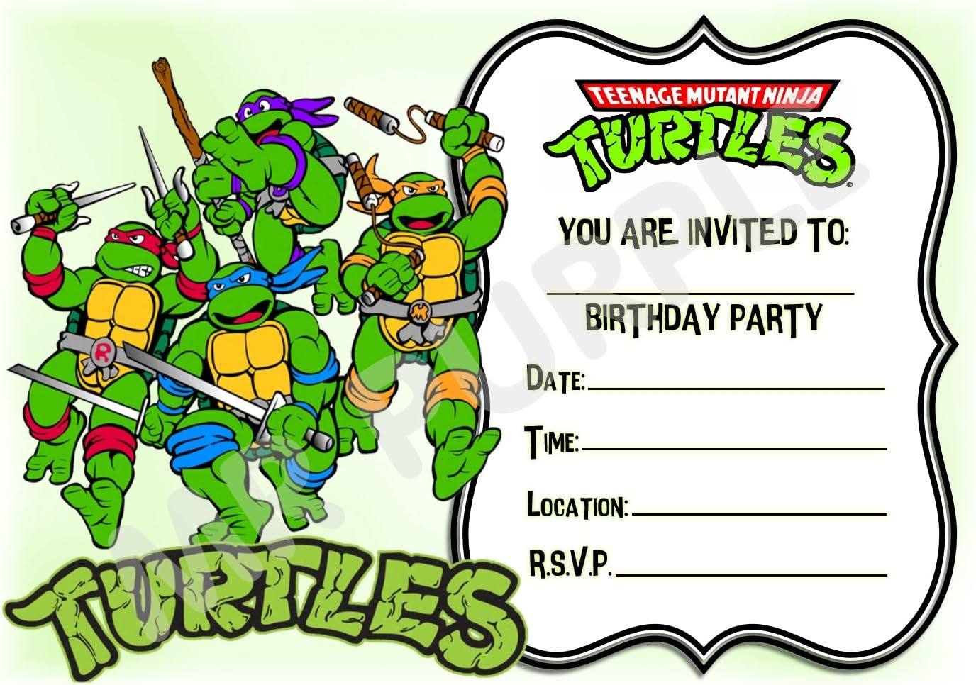 Teenage Mutant Ninja Turtles Party Invite Anniversaire Invitations X12 Teenage Mutant Ninja Turtles Party Invite Anniversaire Invitations X12