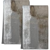 MATEKULI Brown Grey and White Kitchen Towels Dish Cloths,2 Pack Absorbent Quick Dry Abstract Modern Art Painting Style Dish Towels with Hanging Loop,Decorative Hand Towels for Kitchen Tea 16"x26"