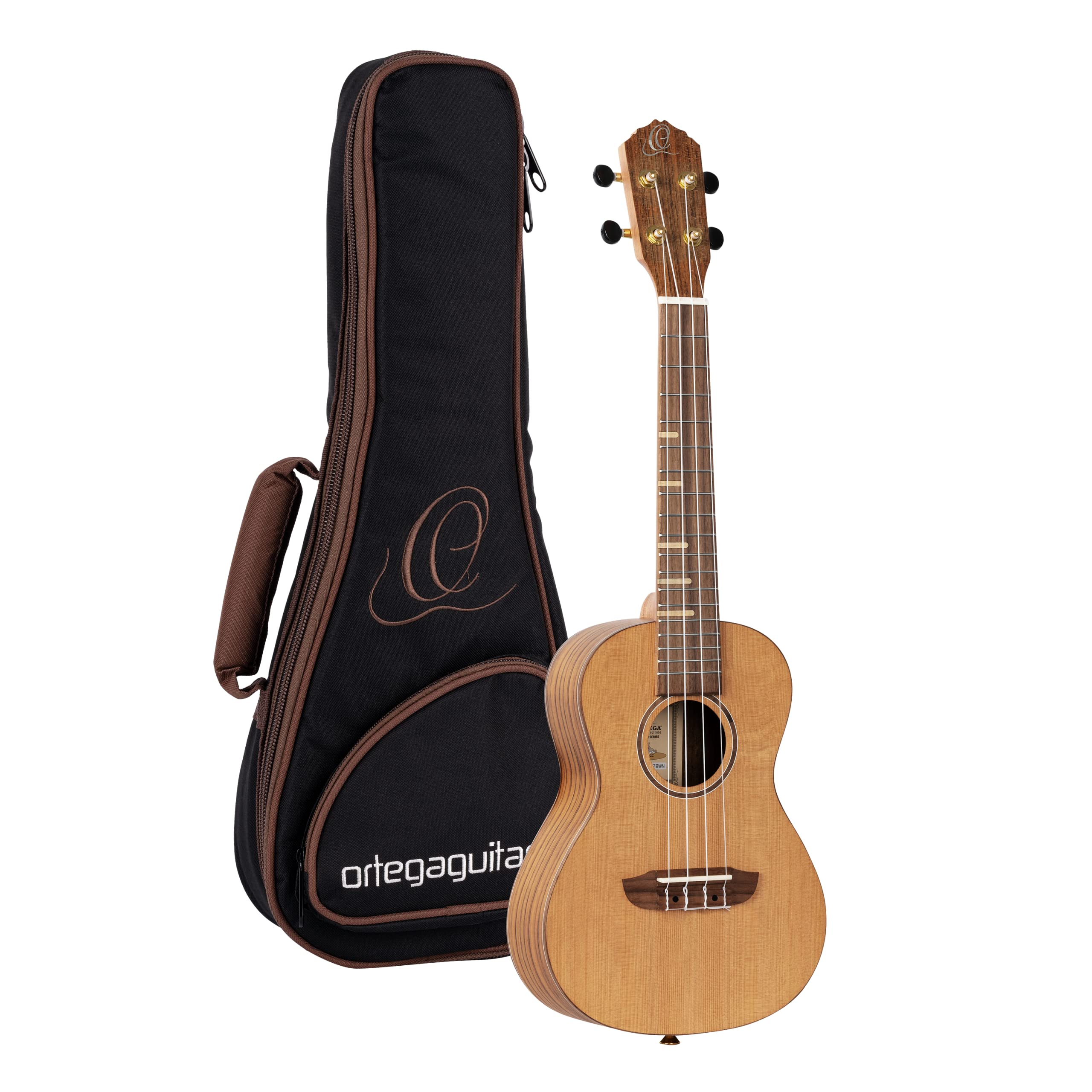 Ortega Guitars Concert Ukulele Acoustic – Timber Series – Including Gigbag – Cedar, Walnut, Natural (RUTI-CC)