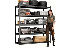 BEAUNATIXX Garage Storage Shelves Heavy Duty，5-Tier Metal Garage Shelving Unit 40''W*18''D*78''H，Adjustable 3020 lbs Shelf, Upgraded Reinforced Double-Layer Columns for Basement Kitchen Laundry room Pantry