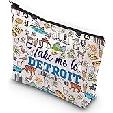 G2TUP Detroit Michigan Travel Cosmetic Bag Detroit Landmarks Souvenirs Gift Take Me To Detroit Zipper Pouch Bag Detroit Merch (Take me to Detroit)