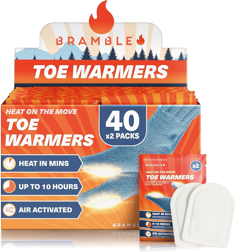 Bramble Adhesive Toe Warmers 40 Pair Ultra-Thin 80 Patches Air-Activated