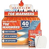 Bramble 80 Adhesive Toe Warmers for Feet (40 Pairs) | Long-Lasting Foot Warmers with Up to 10 Hours of Heat | Heat Pack Disposable Feet Warmers, Foot Warmer for Cold Weather & Outdoor Activities