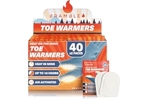 Bramble 80 Adhesive Toe Warmers for Feet (40 Pairs) Long Lasting Up to 10 Hr for Cold Weather & Outdoor Activities | Disposab