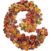 2 Pack Fall Garlands Artificial Eucalyptus Garland Plant, 6ft Faux Vine Hanging Silk Eucalyptus Leaves Fall Foliage Autumn Garland Decoration for Home Mantle Fireplace Wedding Thanksgiving Party Decor