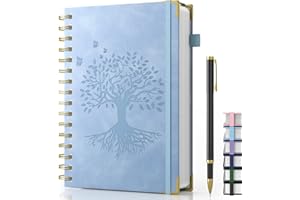 Smarpau Notebook A5, 240 Pages Wirebound Spiral Notebook with 100gsm Lined Paper, Journals for Women Men School Office Travel