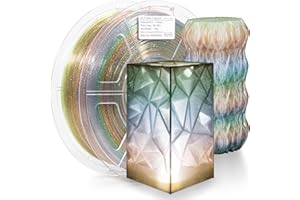 iSANMATE PLA Filament 1.75mm, 3D Printer Filament Transparent Rainbow Filament with Silver Glitter, Dimensional Accuracy +/- 0.03 mm, 3D Printing Filament, 1KG/Spool