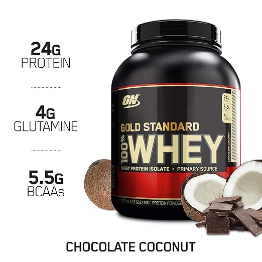 OPTIMUM NUTRITION GOLD STANDARD 100% Whey Protein Powder, Chocolate Coconut, 5 Pound