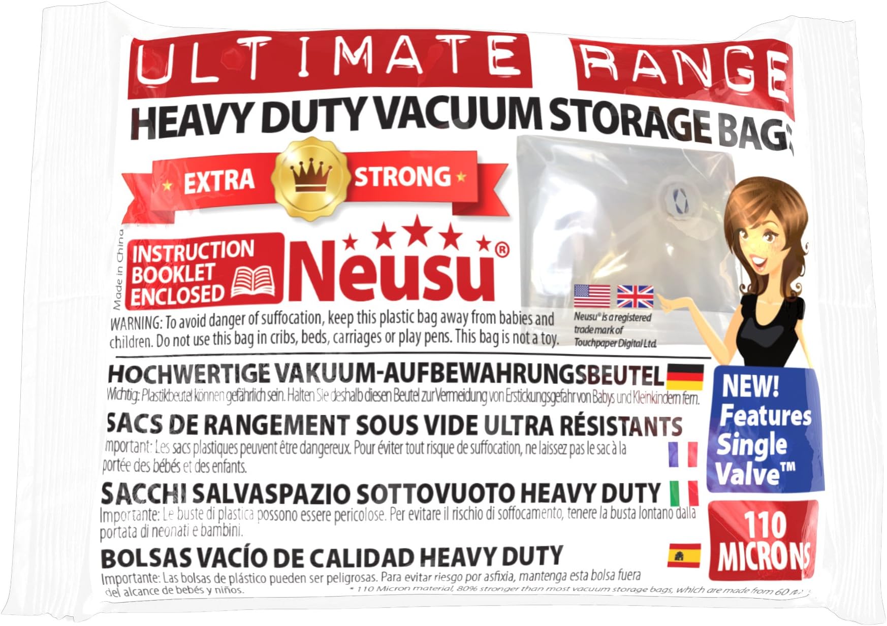Neusu Extra Strong Vacuum Storage Bags Ultimate Range (10 Pack Medium 70x50cm)
