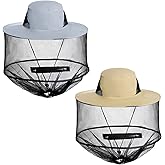 Sucrain 2 Pack Mosquito Head Net Hat Sun Hat Garden Bug Hat with Hidden Net Mesh for Outdoor Gardening Beekeeping